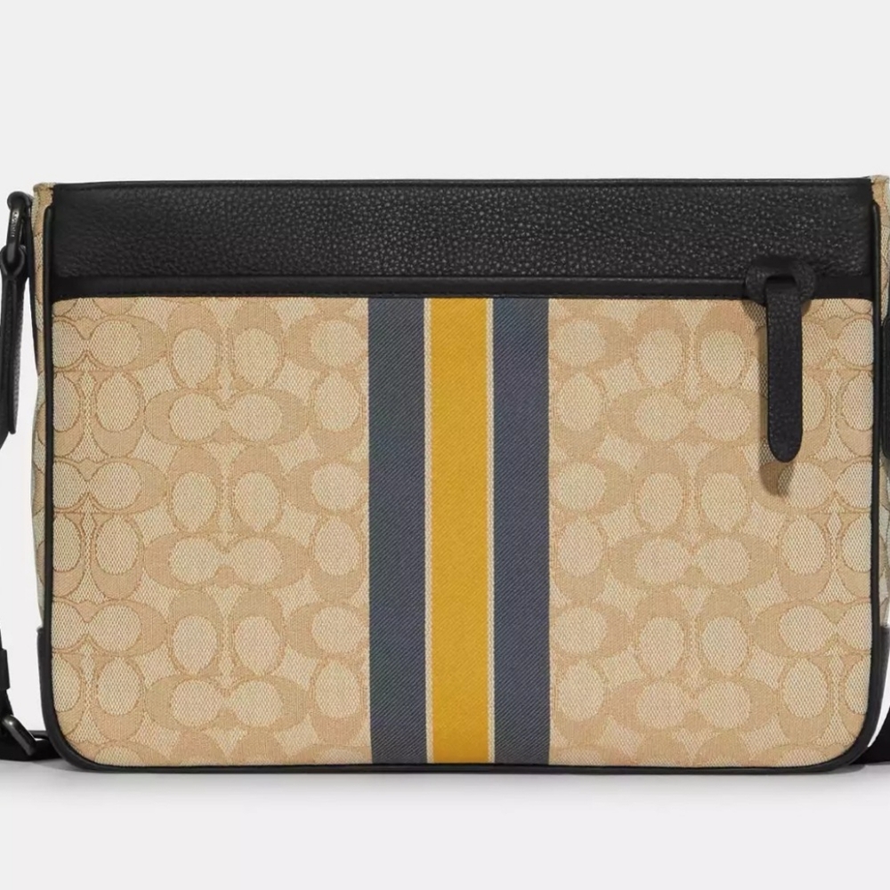 Coach Thompson Crossbody In Signature Jacquard With Varsity Stripe **Used**